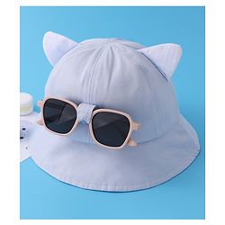 Babyhug Bucket Hat with Sunglasses Applique -Blue