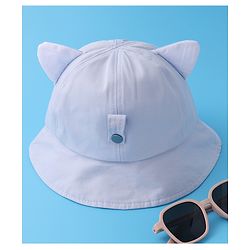 Babyhug Bucket Hat with Sunglasses Applique -Blue