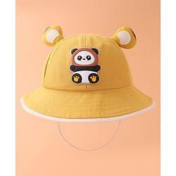 Babyhug Bucket Hat With Panda Applique -Yellow