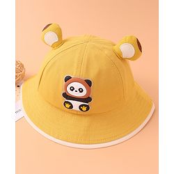 Babyhug Bucket Hat With Panda Applique -Yellow
