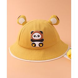 Babyhug Bucket Hat With Panda Applique -Yellow