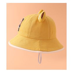 Babyhug Bucket Hat With Panda Applique -Yellow
