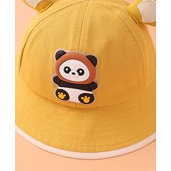 Babyhug Bucket Hat With Panda Applique -Yellow