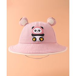 Babyhug Bucket Hat With Panda Applique -Pink