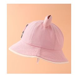 Babyhug Bucket Hat With Panda Applique -Pink