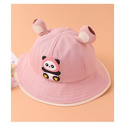 Babyhug Bucket Hat With Panda Applique -Pink