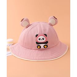 Babyhug Bucket Hat With Panda Applique -Pink