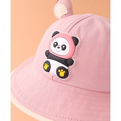 Babyhug Bucket Hat With Panda Applique -Pink