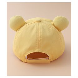 Babyhug Baseball Cap With Bear Applique-  Yellow