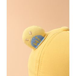 Babyhug Baseball Cap With Bear Applique-  Yellow