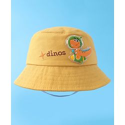 Babyhug Bucket Hat With Dino Applique -Yellow