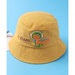 Babyhug Bucket Hat With Dino Applique -Yellow