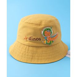Babyhug Bucket Hat With Dino Applique -Yellow