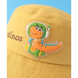Babyhug Bucket Hat With Dino Applique -Yellow