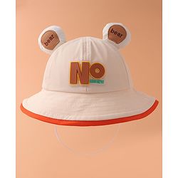 Babyhug Bucket Hat With Text Applique -Beige
