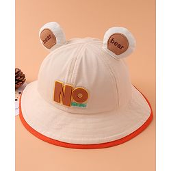 Babyhug Bucket Hat With Text Applique -Beige