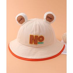 Babyhug Bucket Hat With Text Applique -Beige