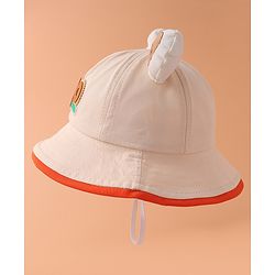 Babyhug Bucket Hat With Text Applique -Beige