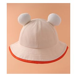 Babyhug Bucket Hat With Text Applique -Beige