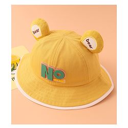 Babyhug Bucket Hat With Text Applique -Yellow
