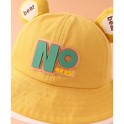 Babyhug Bucket Hat With Text Applique -Yellow