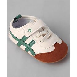 Cute Walk by Babyhug Velcro Closure Booties - White & Brown