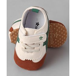 Cute Walk by Babyhug Velcro Closure Booties - White & Brown