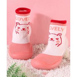Cute Walk by Babyhug Slip On Socks Shoes Bear Print - Pink