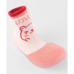 Cute Walk by Babyhug Slip On Socks Shoes Bear Print - Pink
