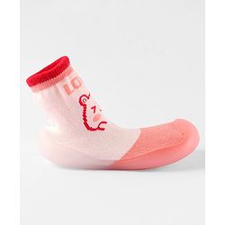 Cute Walk by Babyhug Slip On Socks Shoes Bear Print - Pink