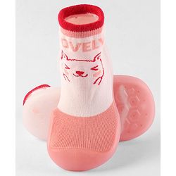 Cute Walk by Babyhug Slip On Socks Shoes Bear Print - Pink