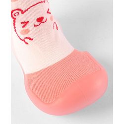 Cute Walk by Babyhug Slip On Socks Shoes Bear Print - Pink