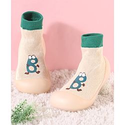 Cute Walk by Babyhug Slip On Printed Socks Shoes - khaki
