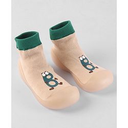 Cute Walk by Babyhug Slip On Printed Socks Shoes - khaki