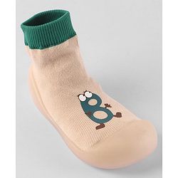 Cute Walk by Babyhug Slip On Printed Socks Shoes - khaki