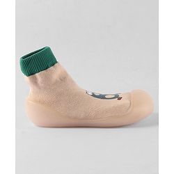 Cute Walk by Babyhug Slip On Printed Socks Shoes - khaki
