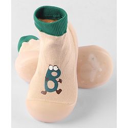 Cute Walk by Babyhug Slip On Printed Socks Shoes - khaki