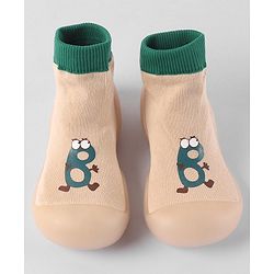 Cute Walk by Babyhug Slip On Printed Socks Shoes - khaki