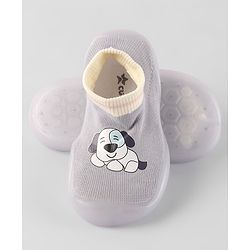 Cute Walk By Babyhug Socks Shoe With Doggy Print - Blue