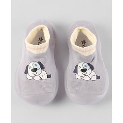 Cute Walk By Babyhug Socks Shoe With Doggy Print - Blue