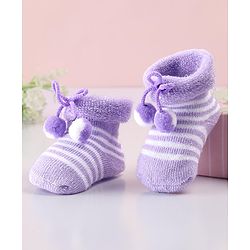 Cute Walk by Babyhug Sock Shoes with Knot - Purple