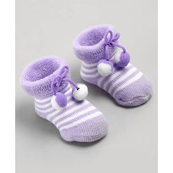 Cute Walk by Babyhug Sock Shoes with Knot - Purple