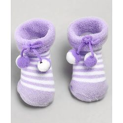 Cute Walk by Babyhug Sock Shoes with Knot - Purple