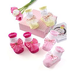 Cute Walk by Babyhug Ankle Length Socks with Bear Applique Pack of 3 - Yellow & Pink