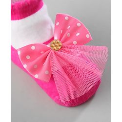 Cute Walk by Babyhug Ankle Length Socks with Bear Applique Pack of 3 - Yellow & Pink