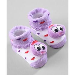 Cute Walk by Babyhug Ankle Length Socks Strawberry Applique Pack of 3 - Purple Red & Yellow