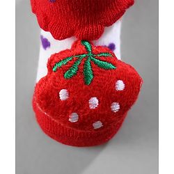 Cute Walk by Babyhug Ankle Length Socks Strawberry Applique Pack of 3 - Purple Red & Yellow