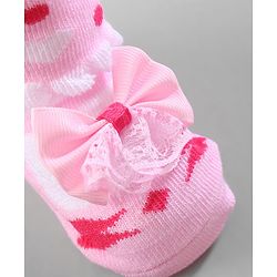 Cute Walk by Babyhug Ankle Length Socks Bow Applique Pack of 3 - Red & Yellow