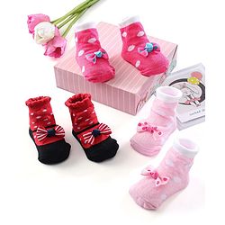 Cute Walk by Babyhug Ankle Length Socks Bow Applique Pack of 3 - Red & Pink