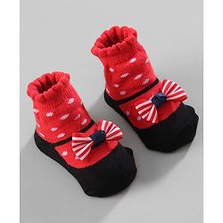 Cute Walk by Babyhug Ankle Length Socks Bow Applique Pack of 3 - Red & Pink